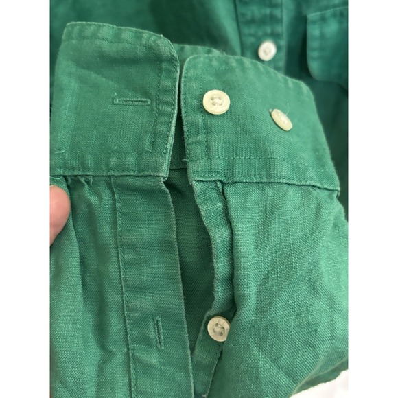 Lauren Ralph Lauren Women Green 100% Linen Button Up Shirt Lightweight M - Picture 6 of 8